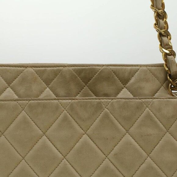 CHANEL Matelasse Chain Shoulder Bag Lamb Skin Beige CC - Picture 2 of 15